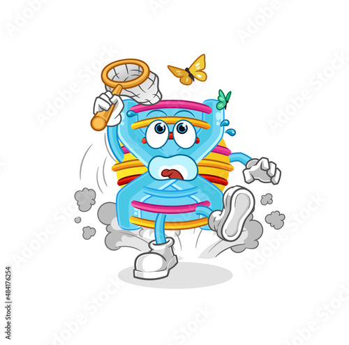 DNA catch butterfly illustration. character vector