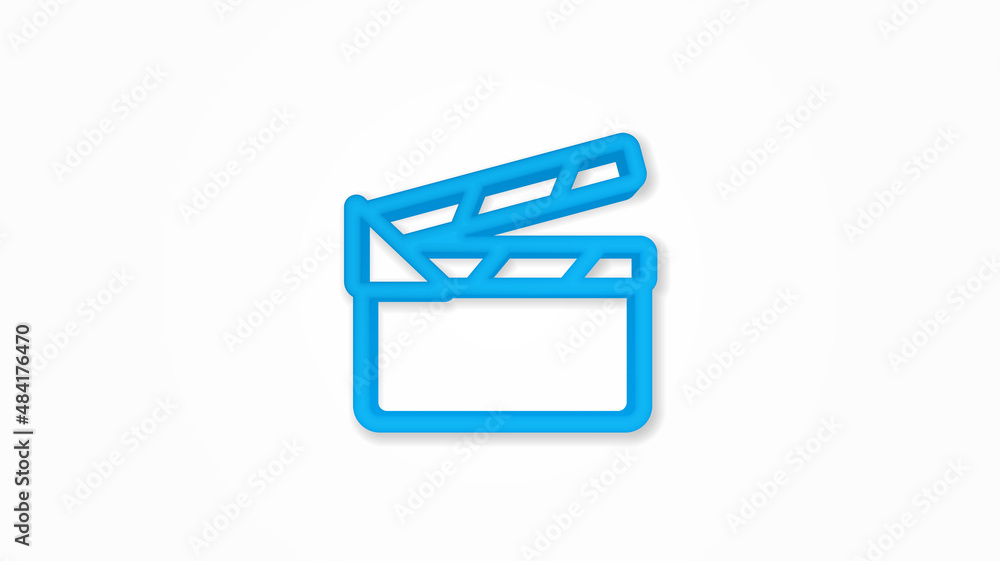 movie clapperboard 3d realistic line icon. Vector top view illustration. color pictogram isolated on white background movie clapperboard 3d realistic line icon. Vector top view illustration. color pictogram isolated on white background