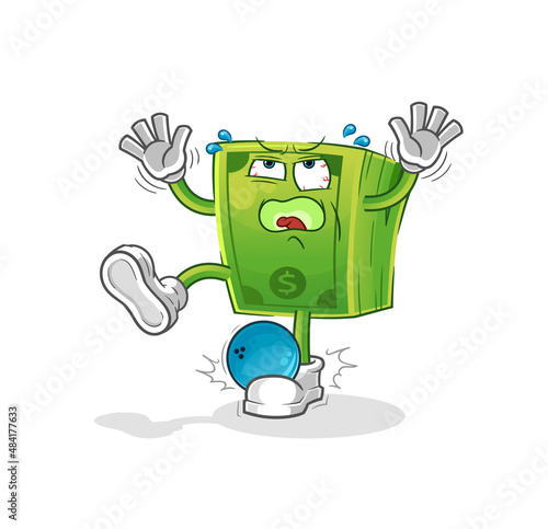 money hiten by bowling cartoon. cartoon mascot vector