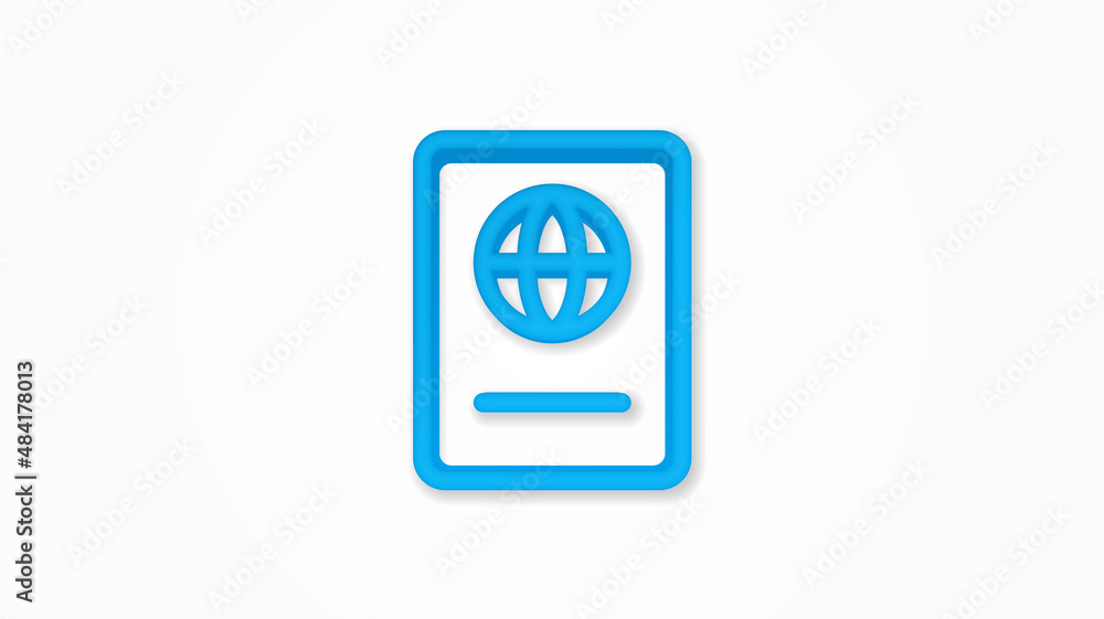 Passport, id document 3d realistic line icon. Vector top view illustration. color pictogram isolated on white background Passport, id document 3d realistic line icon. Vector top view illustration. color pictogram isolated on white background