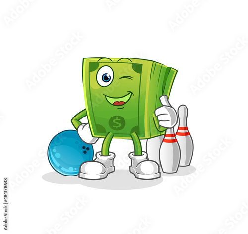 money play bowling illustration. character vector