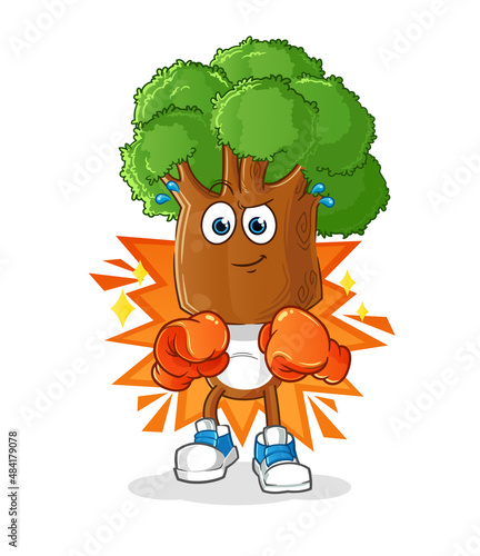 tree head cartoon boxer character. cartoon mascot vector