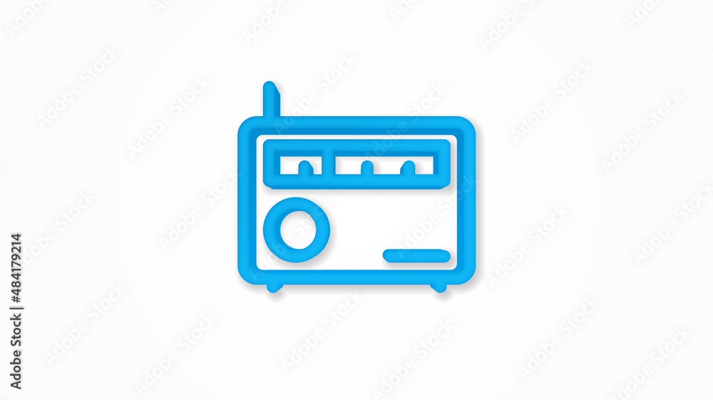 radio receiver, station 3d realistic line icon. Vector top view illustration. color pictogram isolated on white background radio receiver, station 3d realistic line icon. Vector top view illustration. color pictogram isolated on white background