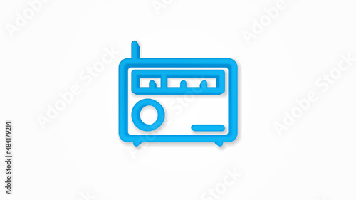 radio receiver, station 3d realistic line icon. Vector top view illustration. color pictogram isolated on white background