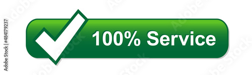 10% SERVICE green vector label with tick