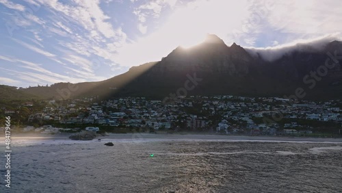 Aerial view of Camps Bay and Table Mountain, South Africa