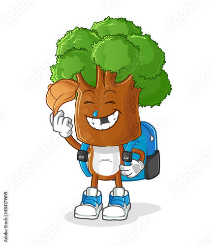 tree head cartoon goes to school vector. cartoon character