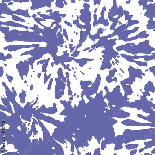 Tie dye shibori seamless pattern. Very Peri color abstract texture.