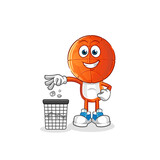 basketball head cartoon Throw garbage mascot. cartoon vector