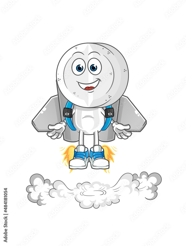 medicine tablet head cartoon with jetpack mascot. cartoon vector medicine tablet head cartoon with jetpack mascot. cartoon vector
