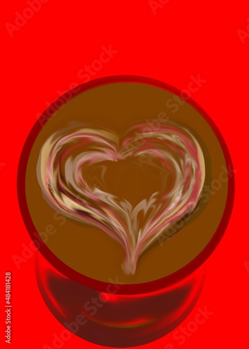 colorful heart in a cup of coffee