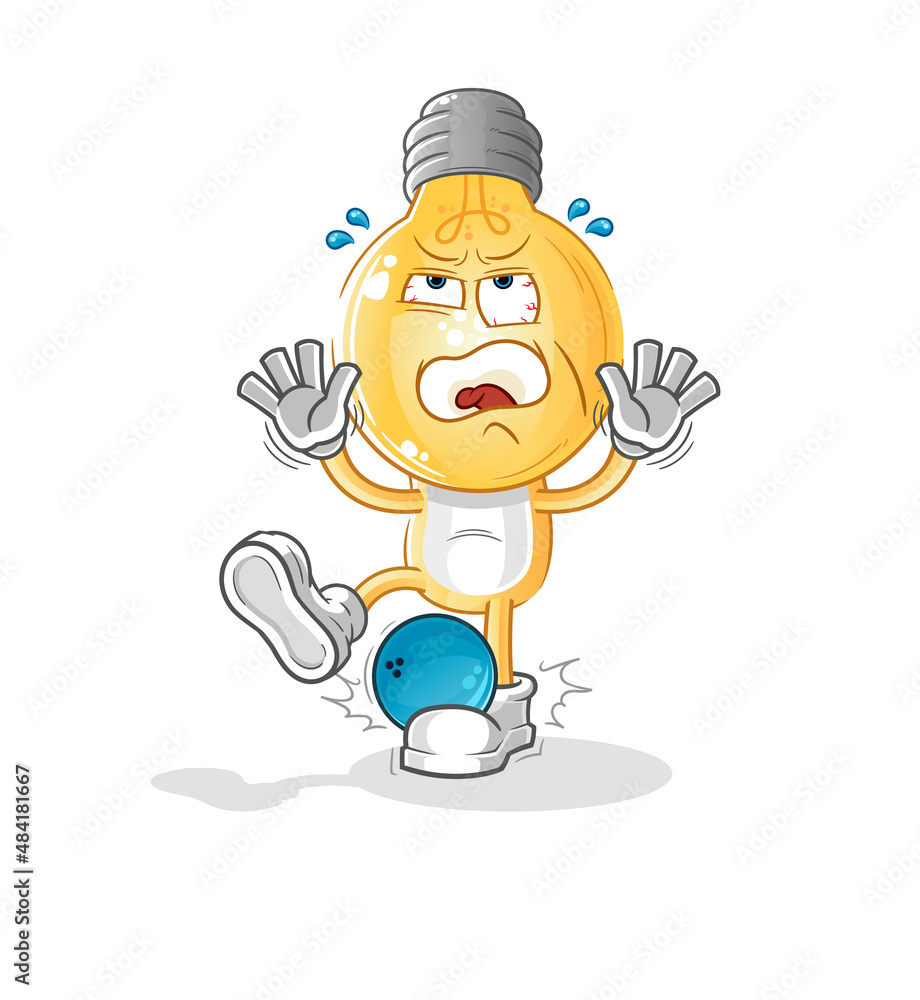 light bulb head cartoon hiten by bowling. cartoon mascot vector light bulb head cartoon hiten by bowling. cartoon mascot vector
