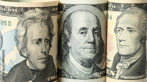 The dollar banknotes curtailed as a tubule.