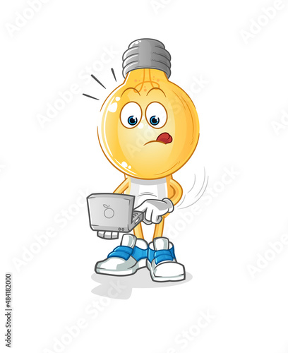 light bulb head cartoon with laptop mascot. cartoon vector