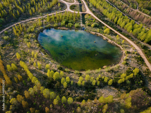 A lake looking like the eye of mother nature seen from above