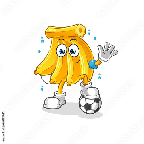 Banana playing soccer illustration. character vector