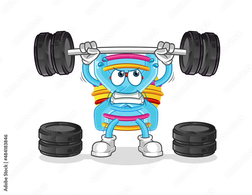 DNA lifting the barbell character. cartoon mascot vector DNA lifting the barbell character. cartoon mascot vector