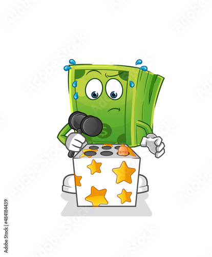 money play whack a mole mascot. cartoon vector
