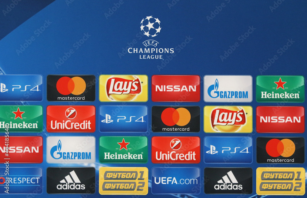 Press Room details seen during press-conference before UEFA Champions  League game Dynamo Kyiv vs Benfica Photos | Adobe Stock