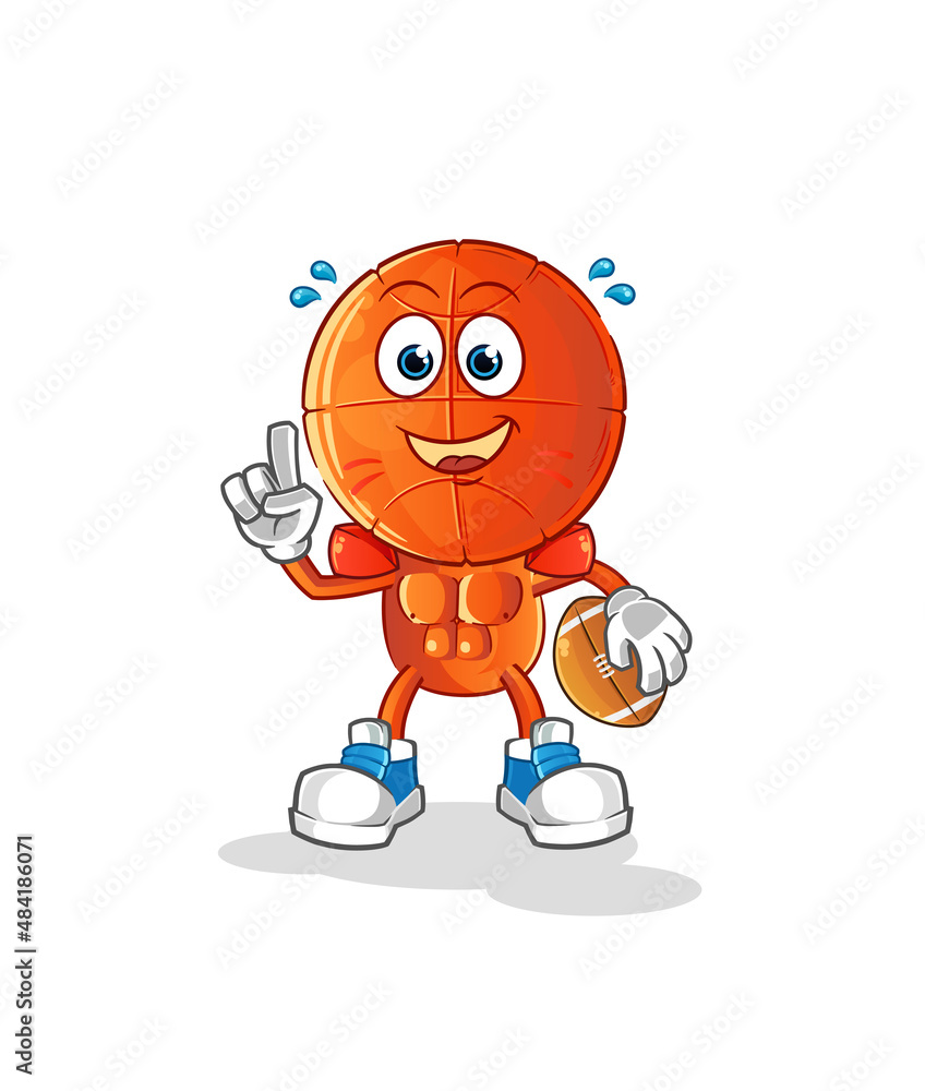 basketball head cartoon playing rugby character. cartoon vector basketball head cartoon playing rugby character. cartoon vector