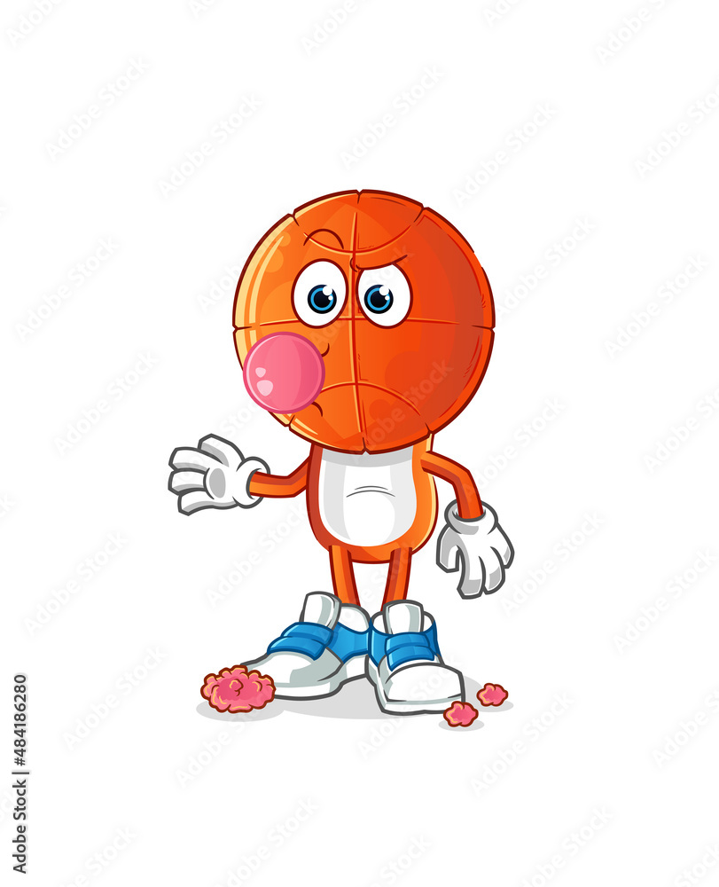 basketball head cartoon chewing gum vector. cartoon character