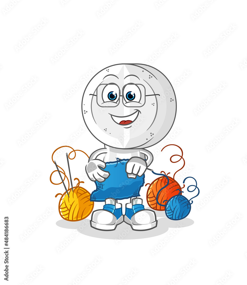 medicine tablet head cartoon tailor mascot. cartoon vector