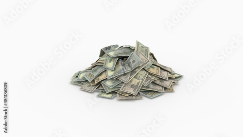 A pile of money isolated on white background