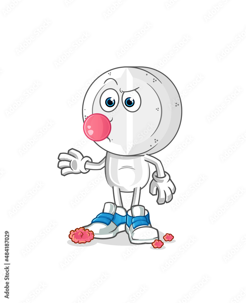medicine tablet head cartoon chewing gum vector. cartoon character medicine tablet head cartoon chewing gum vector. cartoon character