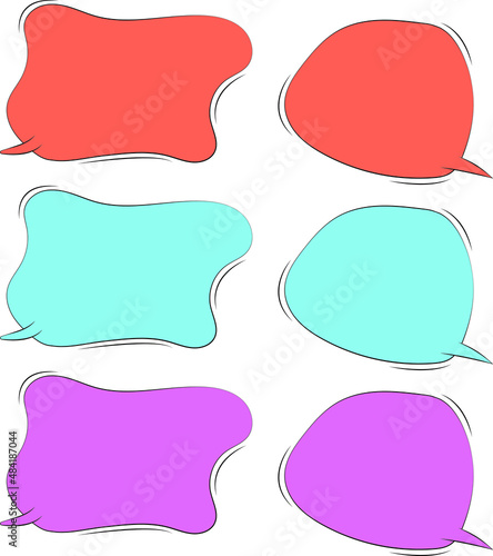 set of colorful speech bubbles
