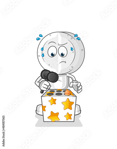 medicine tablet head cartoon play whack a mole mascot. cartoon vector