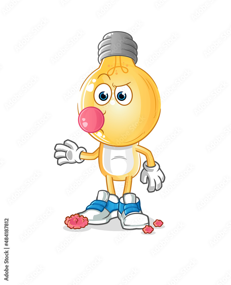 light bulb head cartoon chewing gum vector. cartoon character