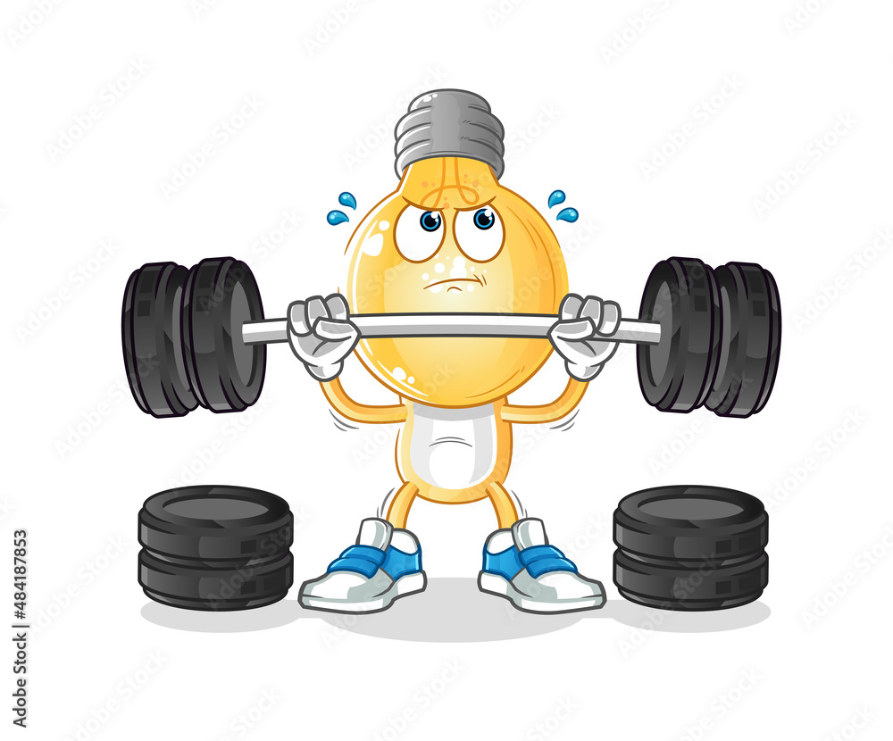 light bulb head cartoon lifting the barbell character. cartoon vector light bulb head cartoon lifting the barbell character. cartoon vector