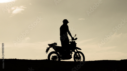 Tourists with motorcycles, motocross. Adventure tourists on motorcycles. men's holiday event ideas © STOCK PHOTO 4 U