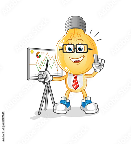 light bulb head cartoon marketing character. cartoon vector