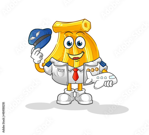 Banana pilot mascot. cartoon vector