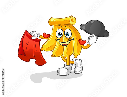Banana matador with red cloth illustration. character vector