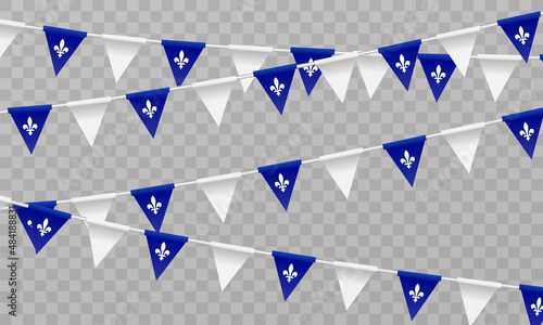Happy Quebec Day. National holiday of Quebec. Saint Jean-Baptiste Day. Realistic ribbons and decorations with holiday symbol photo