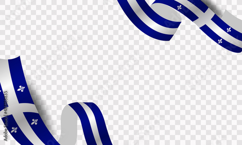 Happy Quebec Day. National holiday of Quebec. Saint Jean-Baptiste Day. Realistic ribbons and decorations with holiday symbol