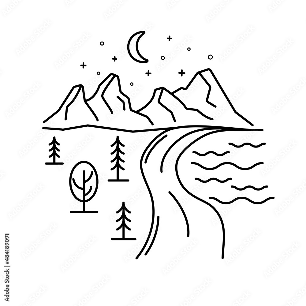 Nature in monoline style. Logo in monoline style. Mountain in monoline style. Nature in monoline style. Logo in monoline style. Mountain in monoline style.