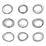 Set of hand-drawn vector circles. Stroke, important choice, decoration. Doodle