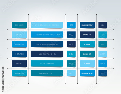 Table, schedule, tab, planner, infographic design template. Vector.
