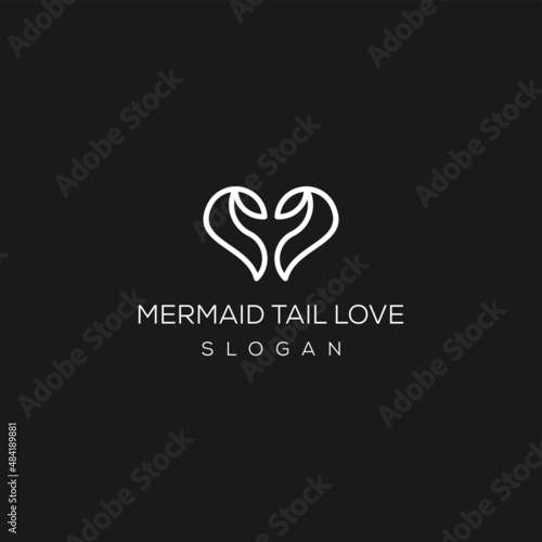 Vector Mermaid Fish Tail as a Letter M Brand Logo Graphic Art Professional Business Company Icon Symbol