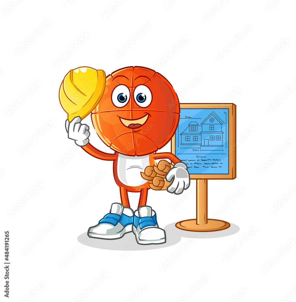 basketball head cartoon Architect illustration. character vector basketball head cartoon Architect illustration. character vector