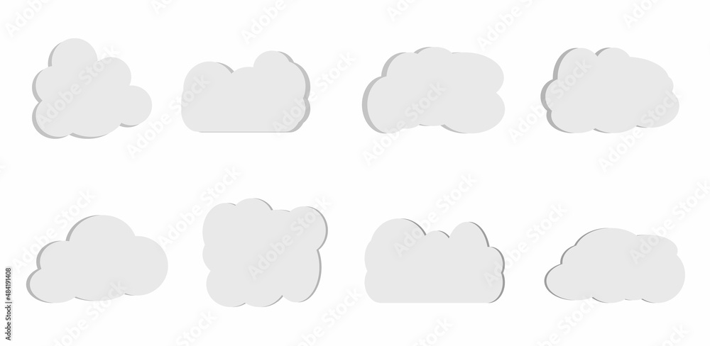 Vector gray clouds icons set on white background Vector gray clouds icons set on white background