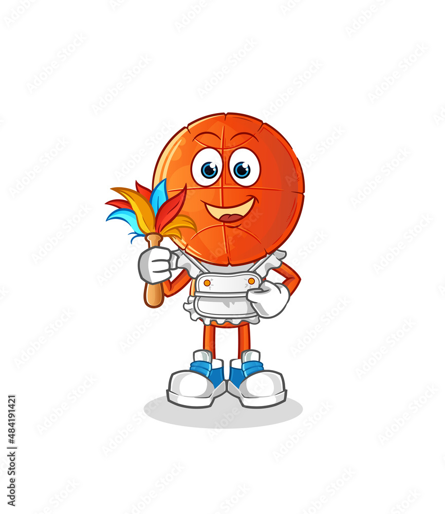 basketball head cartoon maid mascot. cartoon vector basketball head cartoon maid mascot. cartoon vector