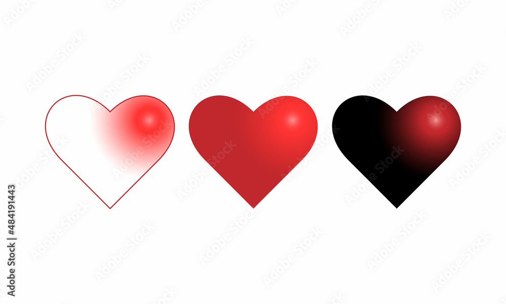 Hearts. Love symbol icon vector set, Valentines