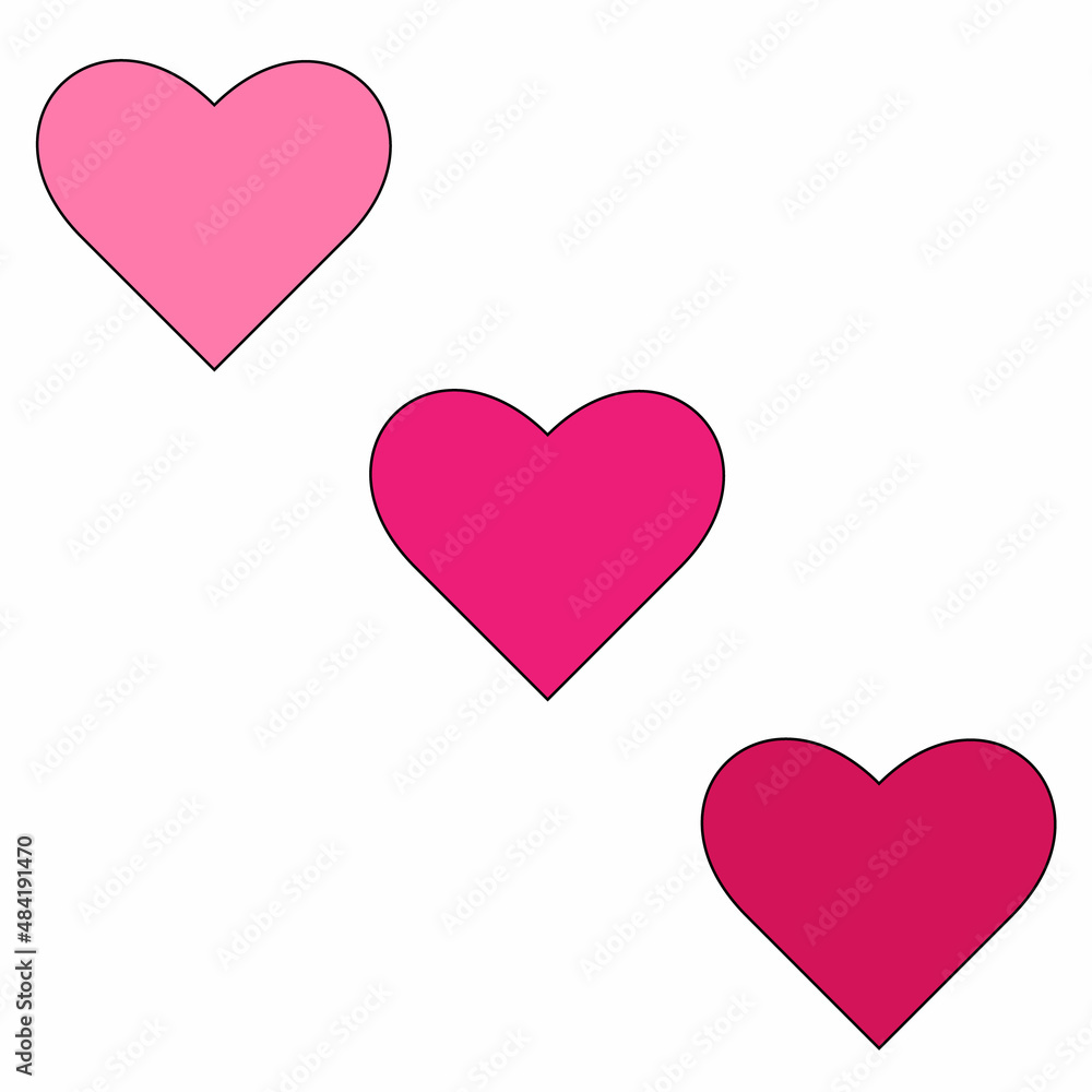 Hearts. Love symbol pink icon vector set, Valentines