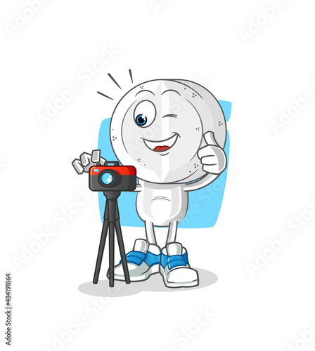 medicine tablet head cartoon photographer character. cartoon vector