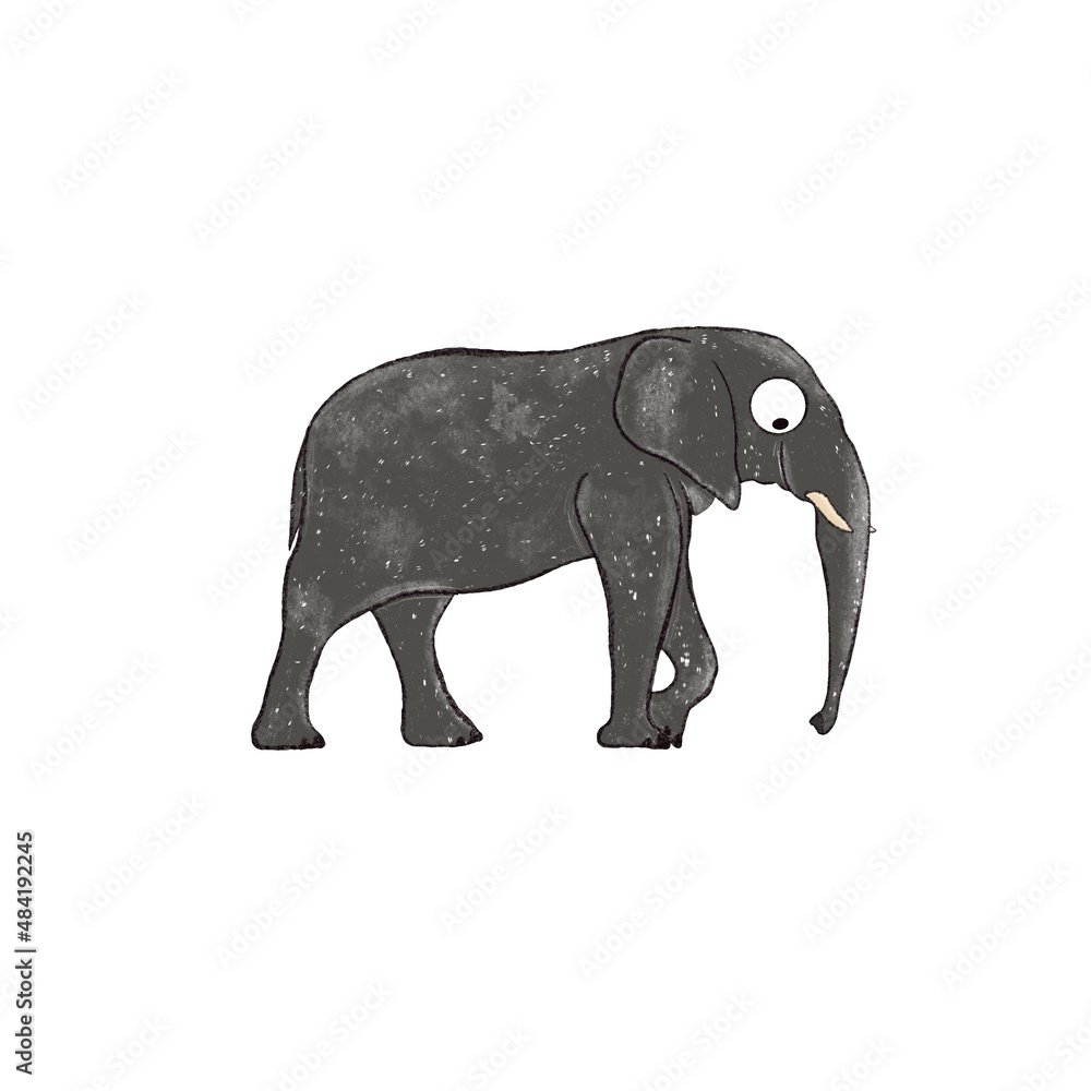 Funny elephant illustration on white background. Kids design for fabric, wallpapers, textile, nursing. African animal isolated. Funny elephant illustration on white background. Kids design for fabric, wallpapers, textile, nursing. African animal isolated.