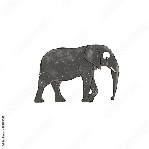 Funny elephant illustration on white background. Kids design for fabric  wallpapers  textile  nursing. African animal isolated.